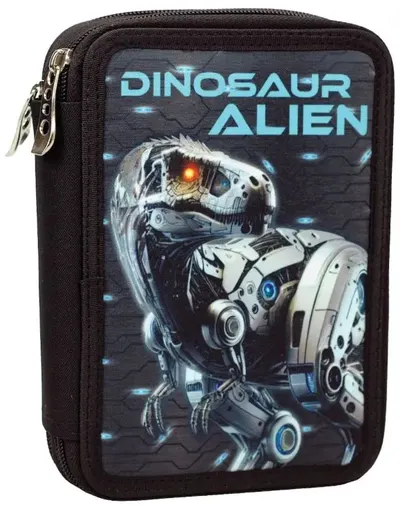 Penar cu rechizite GIM - Dinosaur Alien, 2 fermoare