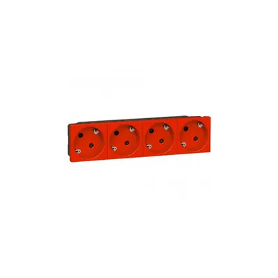 Multi-support multiple priza Mosaic - 4x2P+E automatic terminals - rosu