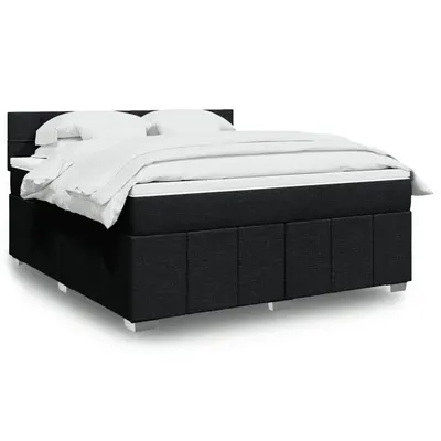 Gossi pat box spring cu saltea, negru, 180x200 cm, catifea