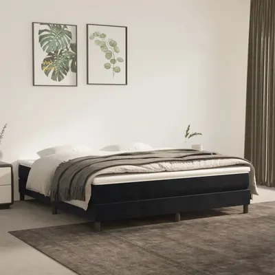 vidaXL Cadru de pat cu arcuri, negru, 180x200 cm, catifea