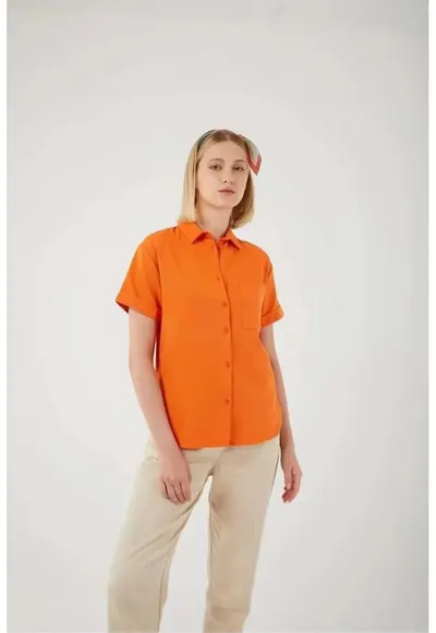 Camasa Slim Fit - Portocaliu Aprins - Textil