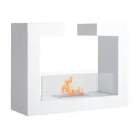 HomCom Șemineu pe Bioetanol din Oțel Inoxidabil cu 1 Rezervor 1.5LT 78 x 25 x 58 Alb | Aosom Romania