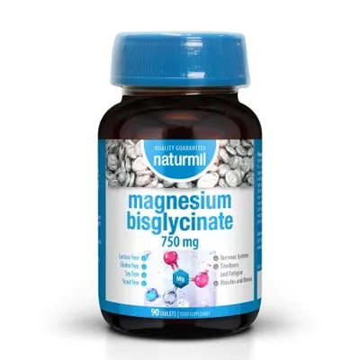 Magneziu Bisglicinat, 750 mg, 90 tablete – Naturmil