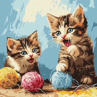 Set pentru pictură după numere Ideyka - Pisicuțe, 30 x 30 cm