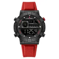 Ceas Bărbați Naviforce 9241 Negru-Roșu - Design Business, Funcții Multiple, Alarma, Rezistent la Apă 3ATM