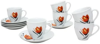 Serviciu porțelan Morello - Orange Tulip, 12 părți, 200 ml