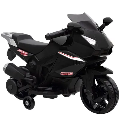 AIYAPLAY Motocicletă electrică pentru copii, claxon, faruri, funcție muzicală, 2,5 km/h, negru | Aosom Romania