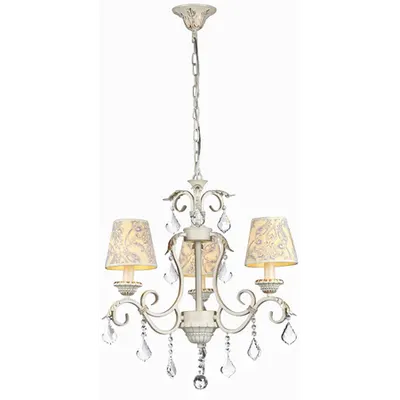 Candelabru Elegant Velvet,3 becuri dulie E14, 230V,D.58cm, H.61 cm,Auriu-Alb