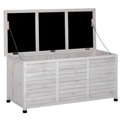 Banca tip container de depozitare Outsunny, 127x56x60cm, alb | Aosom Romania