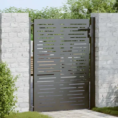 vidaXL Poartă de grădină Negru 110 x 130 cm Oțel vopsit electrostatic