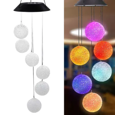 Ghirlanda solara ornamentala cu 6 globuri de cristal / Lampa solara - 6 Glob