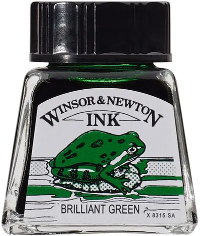 Cerneală de caligrafie Winsor & Newton - Verde strălucitor, 14 ml
