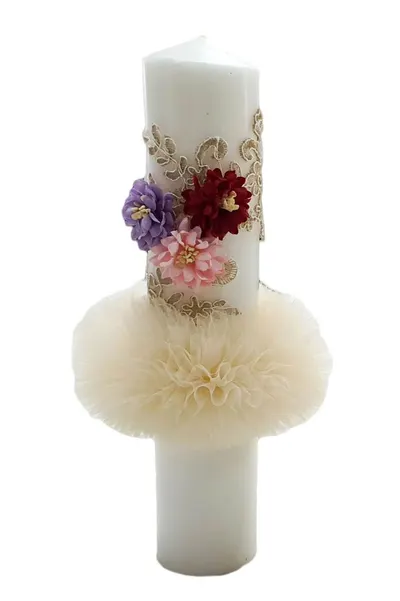 Lumanare eleganta pentru botez multicolora, en-gros