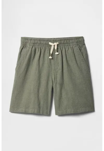 Pantaloni scurti relaxed fit din amestec de in - Verde sparanghel