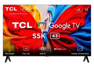 Smart televizor TCL - 43S5K, 43'', 2K, QLED, FHD, 2x10W Dolby Audio-Digital Plus, HDR10, Google TV, negru