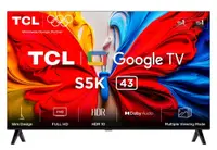 Smart televizor TCL - 43S5K, 43'', 2K, QLED, FHD, 2x10W Dolby Audio-Digital Plus, HDR10, Google TV, negru