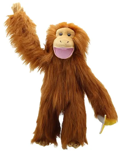 Păpușă de teatru The Puppet Company - Orangutan mare cu banană, 60 cm