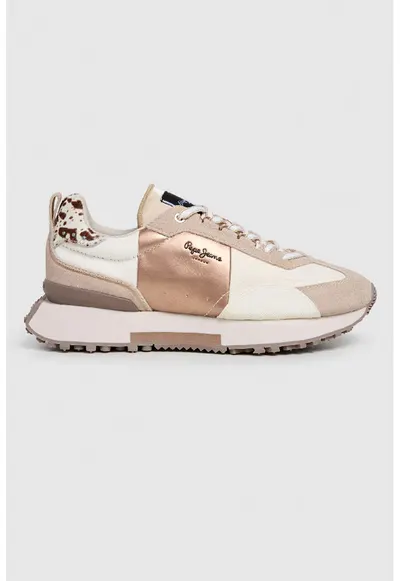 Pantofi sport low-cut cu detalii logo - Maro cognac/Maro camel/Alb murdar