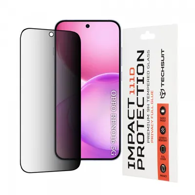 Folie de protectie Ecran Privacy Techsuit pentru Oppo Reno16 / Reno16 Pro, Sticla Securizata, Full Glue, 111D