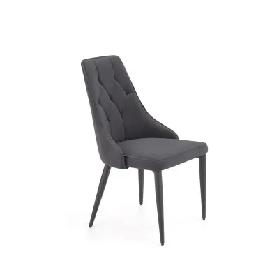Scaun Iris, tapitat cu catifea, cadru otel, 52x57x90x46 cm, gri