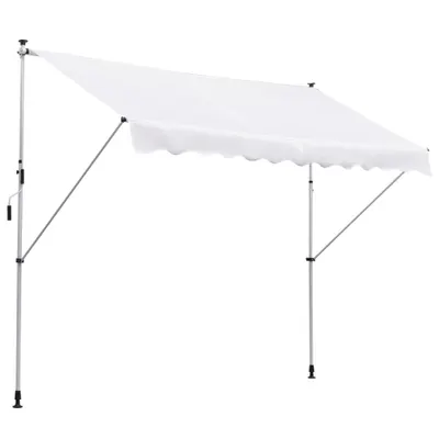 Outsunny Copertina de Perete cu Stâlpi de Sprijin, Protecție UV, Alba, 300x150 cm | Aosom Romania