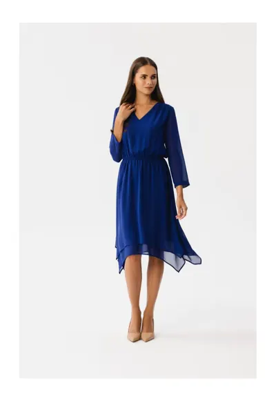 Rochie dama asimetrica - Spumados - albastru de floarea de colt - XXL
