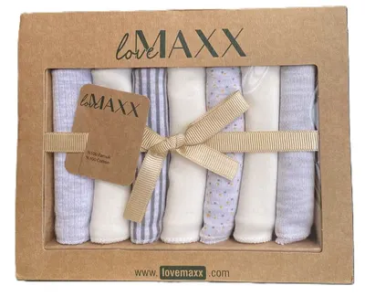 Scutece de bumbac LoveMAXX - 7 buc, 20 х 20 cm, gri, sortiment