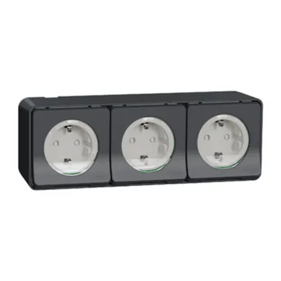 Mureva priza tripla 2P+E, f sur, PT, alb