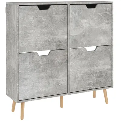 HOMCOM Pantofar cu 4 Sertare Rabatabile pe 2 Niveluri pentru 16 Perechi de Pantofi, 95x26x95 cm, Gri | Aosom Romania