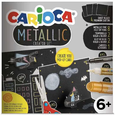 Set distractiv de desenat Carioca - Metallic, pentru carti Pop-up