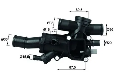 Termostat lichid racire (83 C, in carcasa) potrivit VOLVO C30, C70 II, S40 II, S80 II, V50, V70 III; CITROEN C4, C4 GRAND PICASSO I, C4 I, C4 PICASSO I, C5 II, C5 III 2.0D 2.2D 3.0 09.02