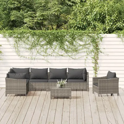 Gossi set mobilier de gradina cu perne, 8 piese, gri, poliratan