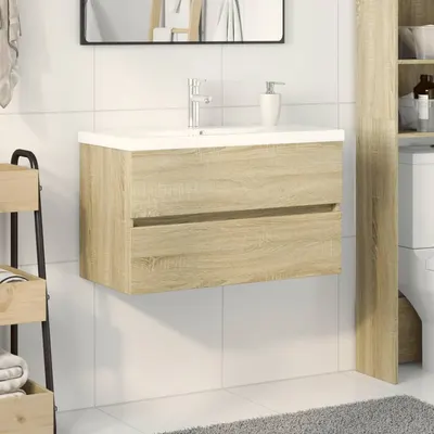Gossi set mobilier de baie, 2 piese, ceramica si lemn prelucrat