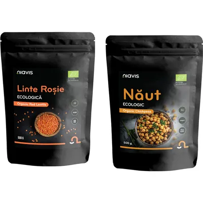 Pachet Linte Rosie Ecologica/Bio 500g + Naut Ecologic/Bio 500g