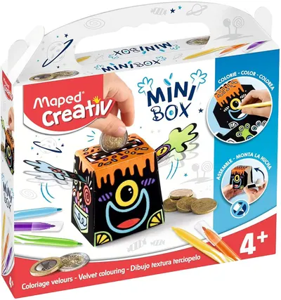 Set creativ Maped Creativ - Mini Box, pușculiță din piele întoarsă, 7 piese