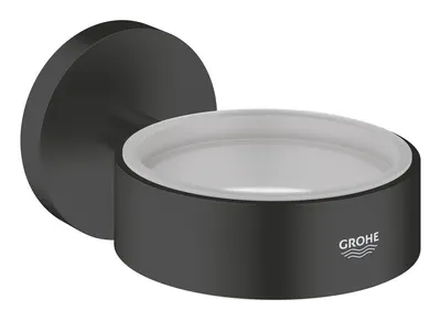 Suport baie Grohe Essentials, pe perete, dozator/pahar/savoniera, metal, mat, negru, 1024662430