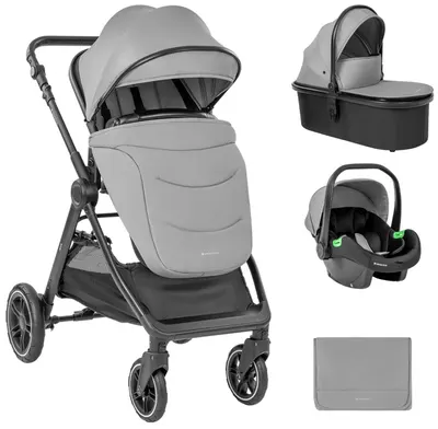 Cărucior combinat 3 în 1 KikkaBoo - Ava, Grey