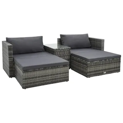 vidaXL Set mobilier de grădină cu perne, 5 piese, gri, poliratan