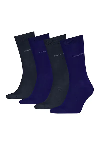 Set de sosete lungi din amestec de bumbac cu logo - 4 perechi - Gri inchis/Bleumarin