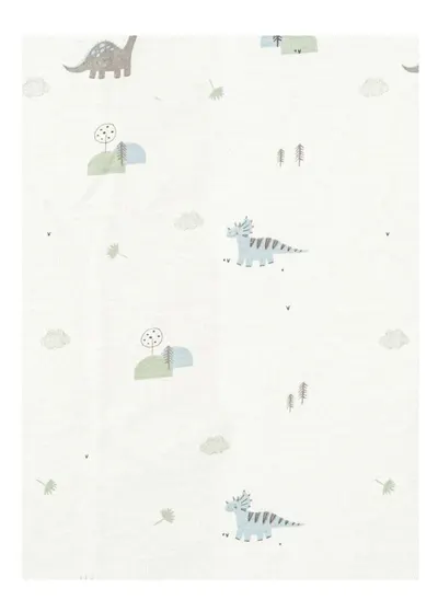 Cearșaf pentru bebeluși cu elastic Bimbidreams - Trex, 40 x 80 cm, White/Green