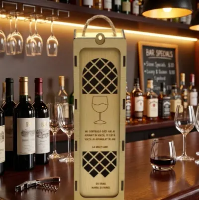 Cutie De Vin Personalizata - La multi ani!