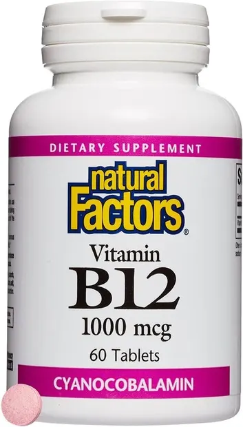 Vitamin B12 Cyanocobalamin, 1000 mcg, 60 tablete, Natural Factors