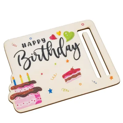 Plăcuță din lemn pentru bani Happy Birthday - Default Title