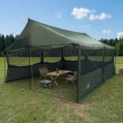 vidaXL Cort de Familie cu acoperiș Verde militar 600 x 400 x 268 cm