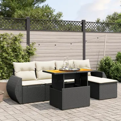 Gossi set mobilier de gradina cu perne, 6 piese, negru, poliratan