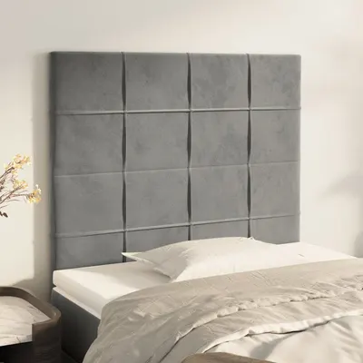 vidaXL Tăblie de pat gri deschis 90x5x118/128 cm catifea
