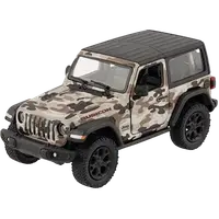 Masinuta die-cast Jeep Wrangler 2018, scara 1:34, cu functie pull-back, 12.5 cm lungime, cu capota, bej