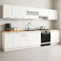Set bucatarie GERMANIA 320 cm, 9 corpuri, blat gros, alb