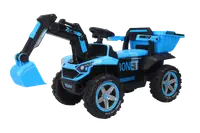 Excavator + bascula electrica Kinderauto Bonet 60W 12V, Telecomanda, culoare Albastra