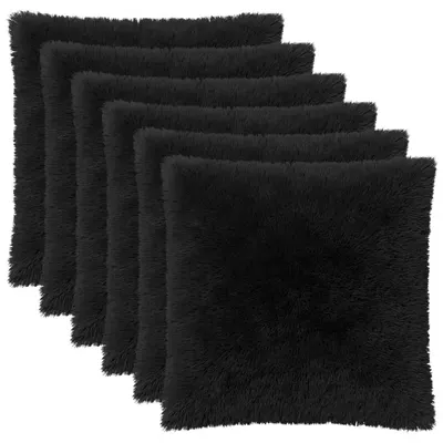 vidaXL Husă pentru pernă 6 pcs HEERLEN Negru 80 x 80 cm Fleece PV
